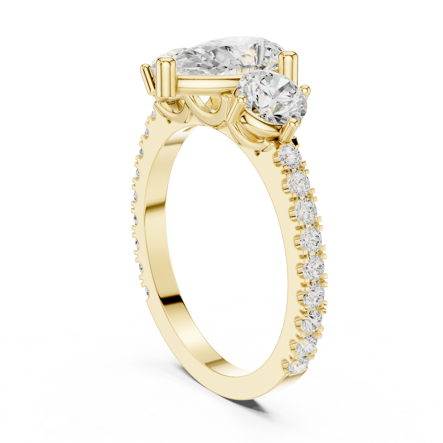 Pear Trilogy Sculpted Pave Ring