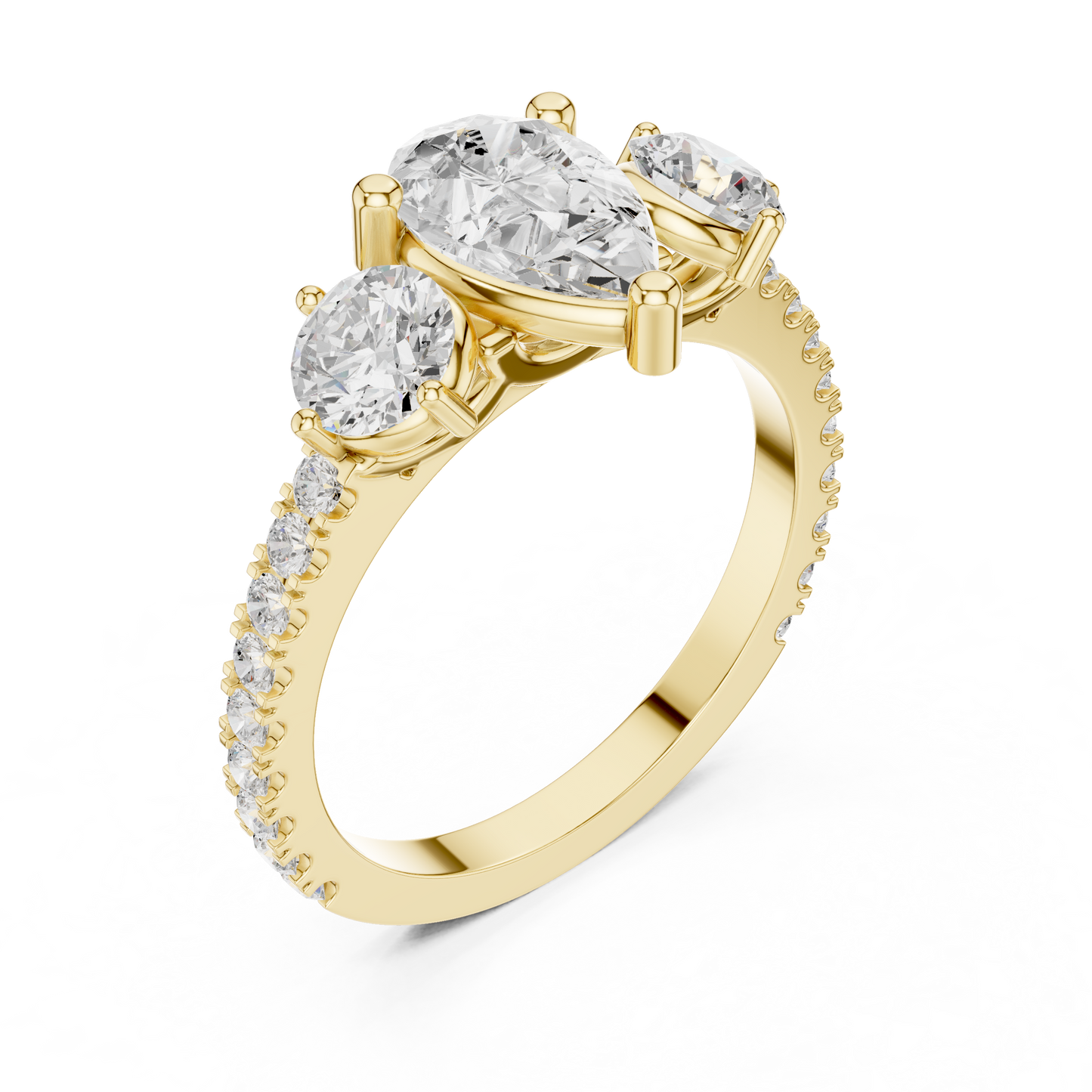 Pear Trilogy Sculpted Pave Ring
