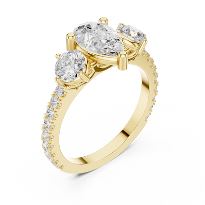 Pear Trilogy Sculpted Pave Ring