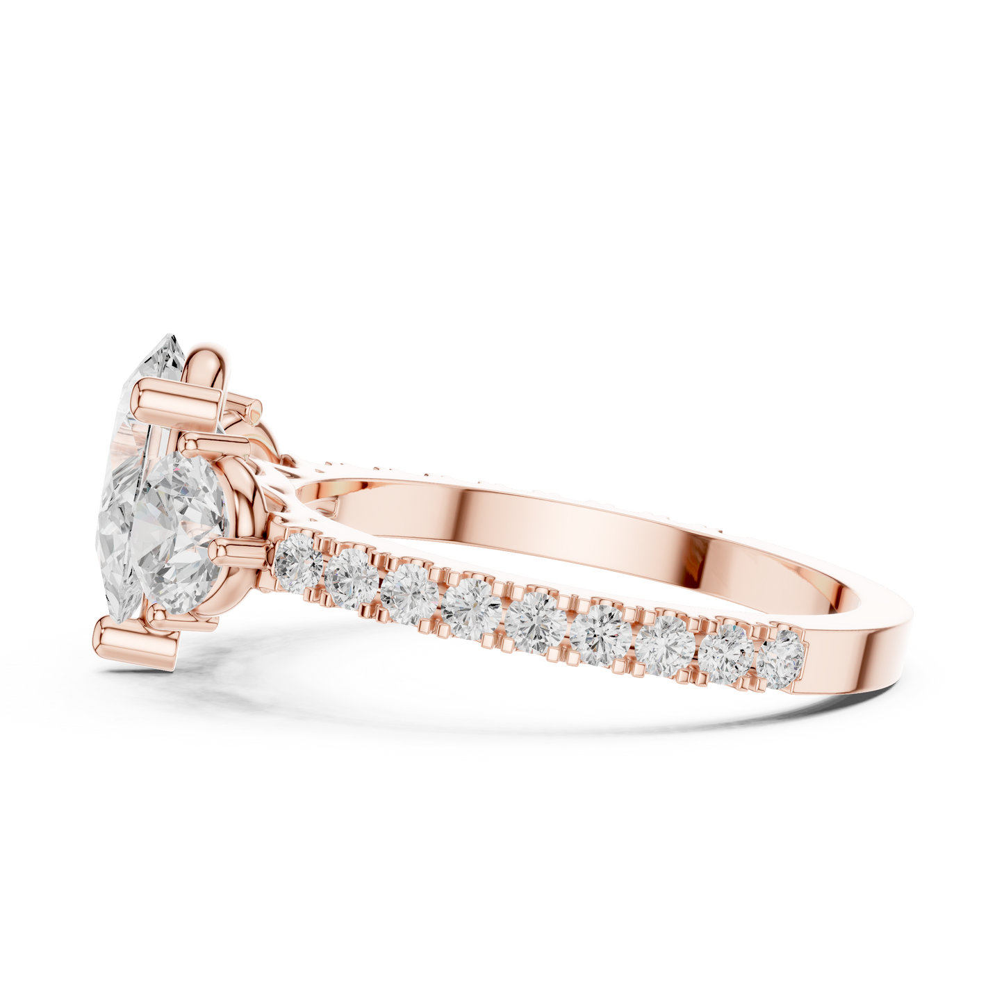 Pear Trilogy Sculpted Pave Ring