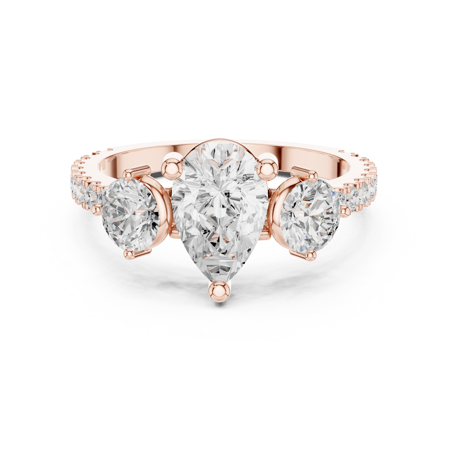 Pear Trilogy Sculpted Pave Ring