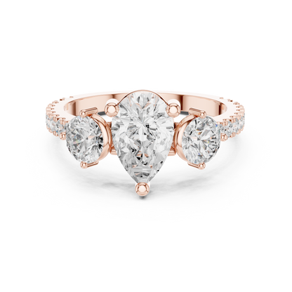 Pear Trilogy Sculpted Pave Ring