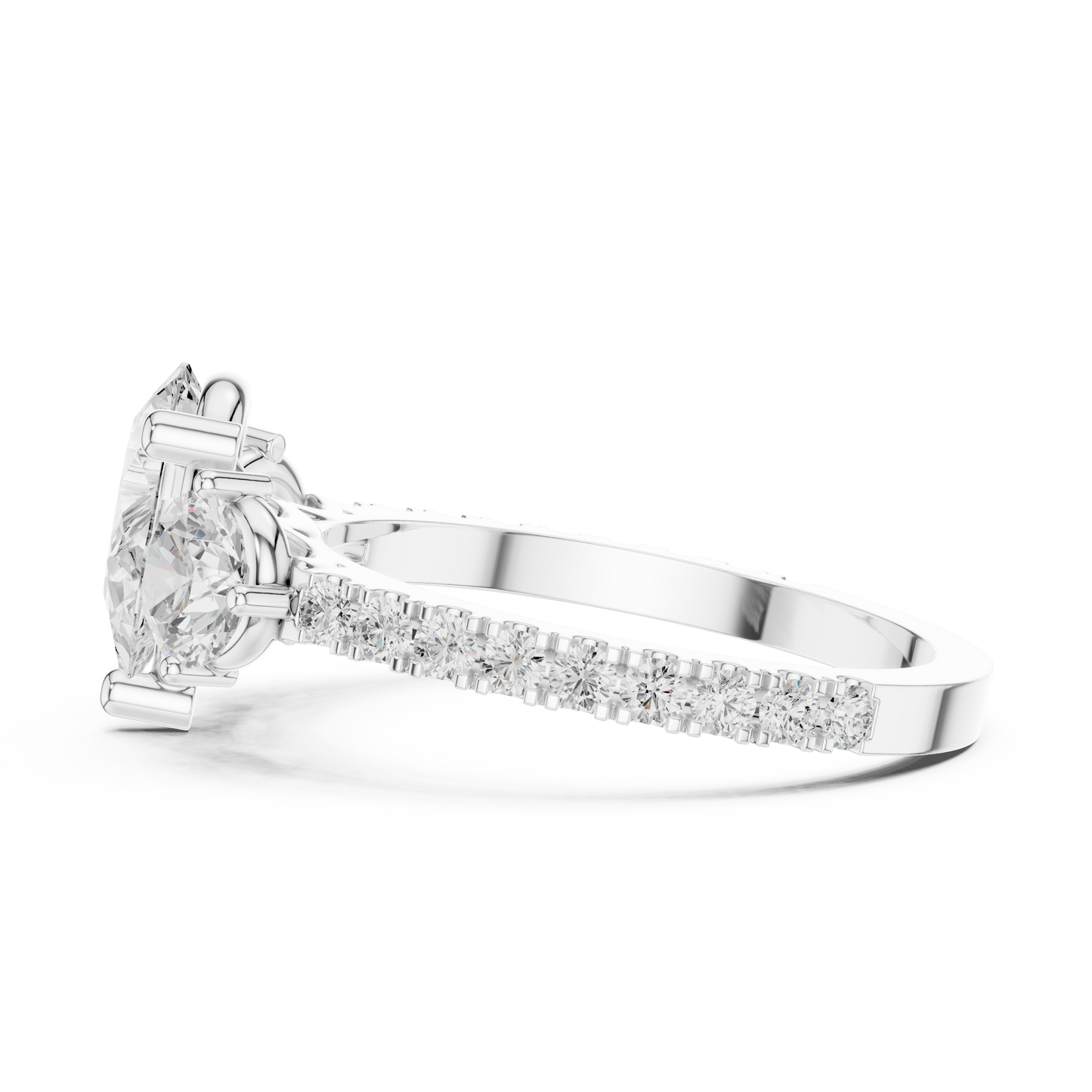 Pear Trilogy Sculpted Pave Ring