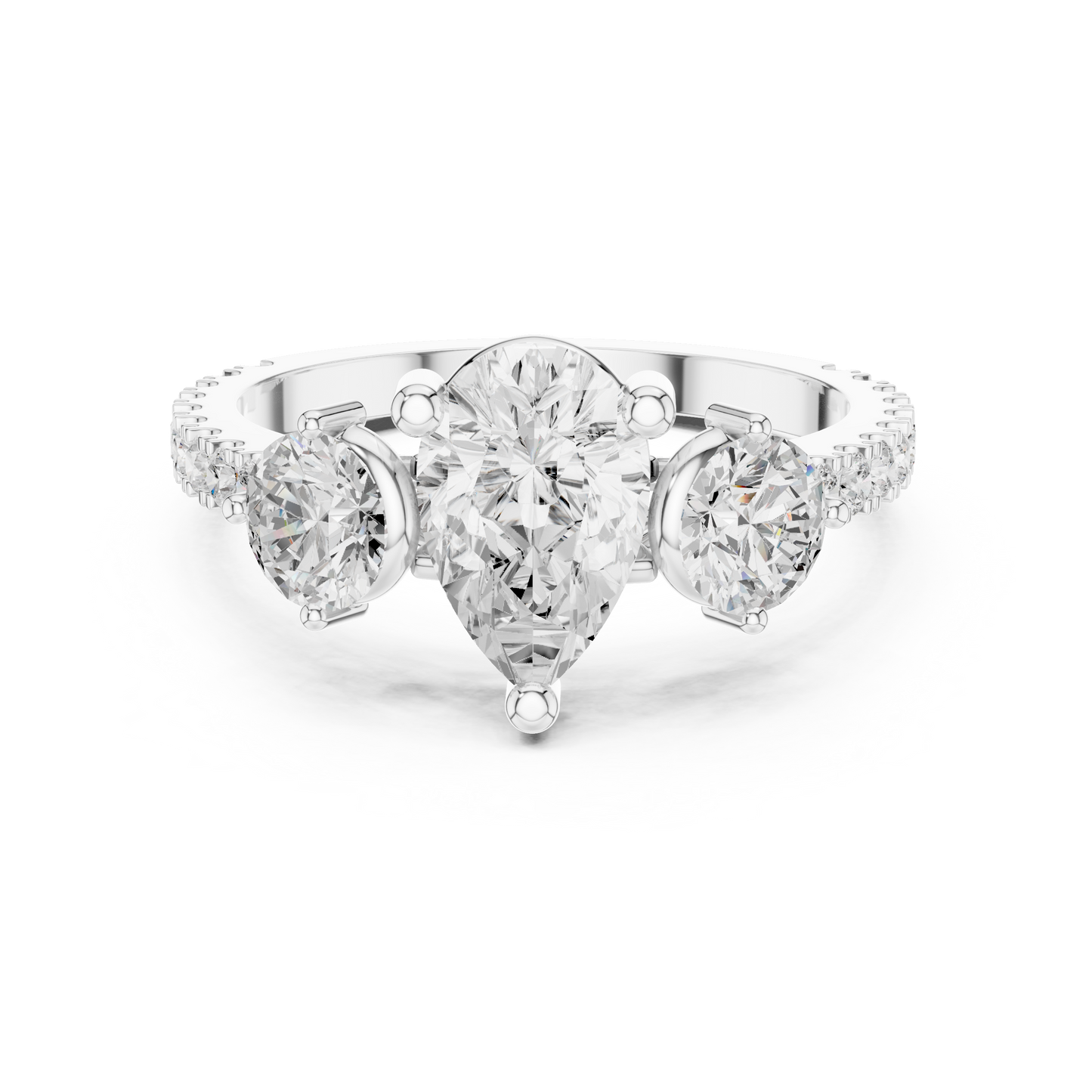 Pear Trilogy Sculpted Pave Ring