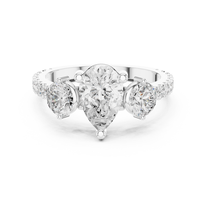 Pear Trilogy Sculpted Pave Ring