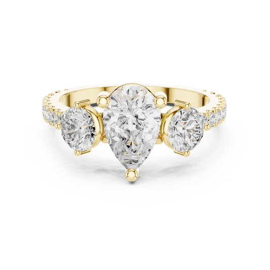 Pear Trilogy Sculpted Pave Ring