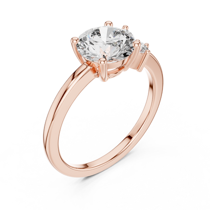 Round Diamond Ring with Marquise Side Accents