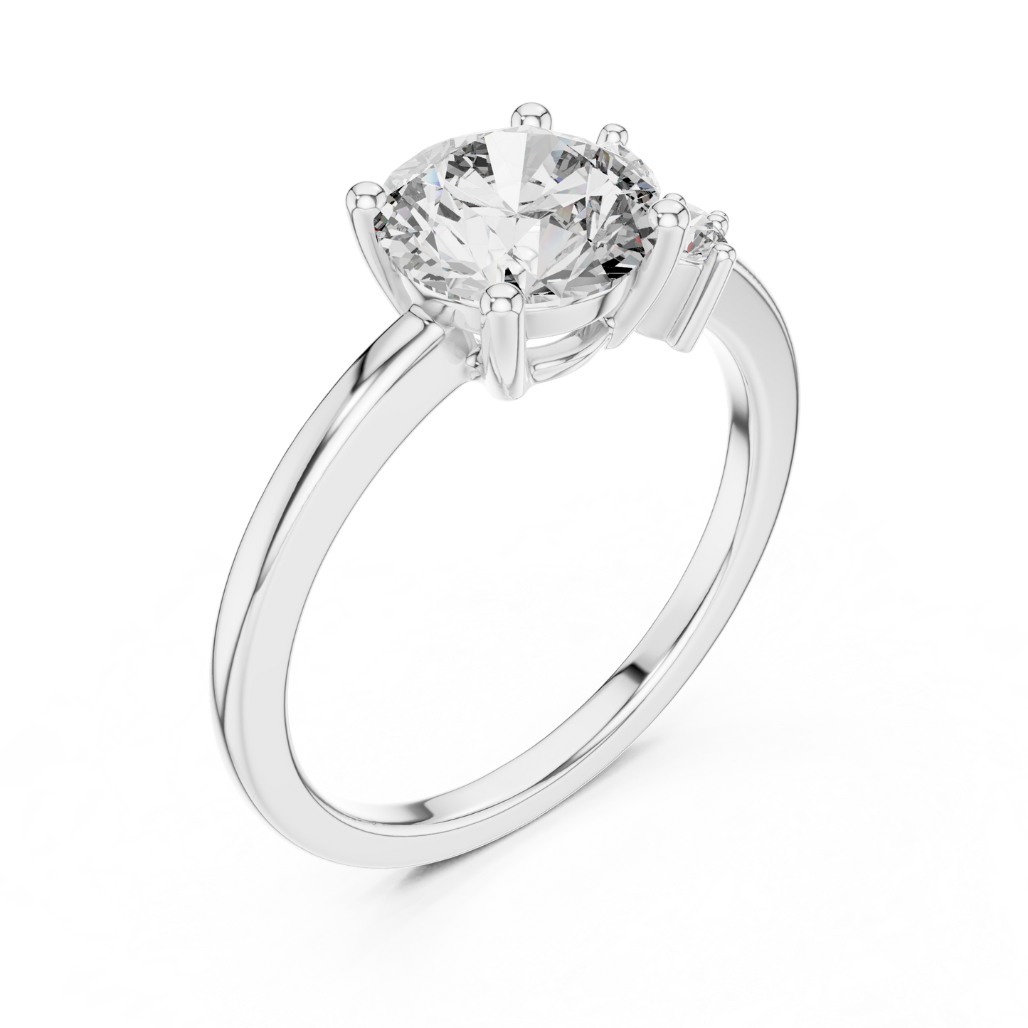 Round Diamond Ring with Marquise Side Accents