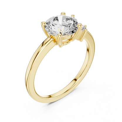 Round Diamond Ring with Marquise Side Accents