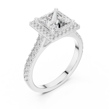 Princess Cut Diamond Halo Ring