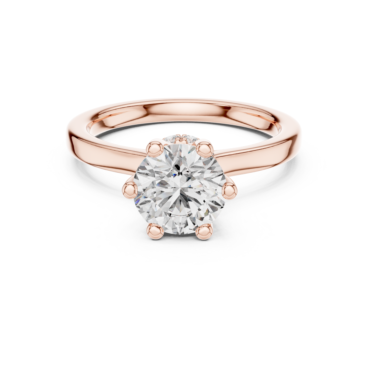 Classic Round Halo Diamond Ring with U-Cut Diamond Band