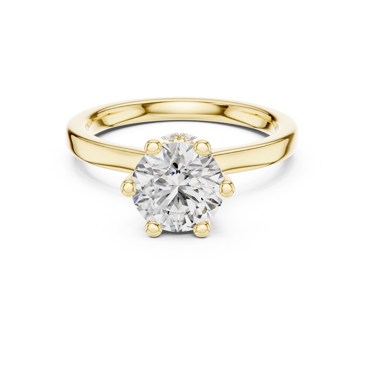 Classic Round Halo Diamond Ring with U-Cut Diamond Band