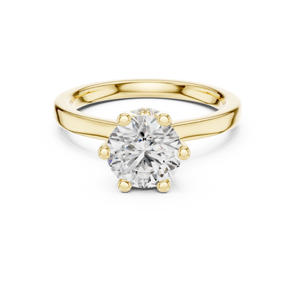 Classic Round Halo Diamond Ring with U-Cut Diamond Band