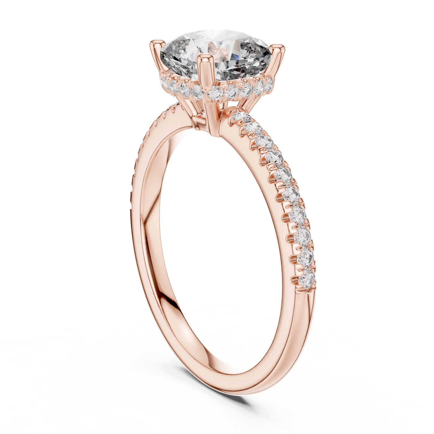 Cushion Halo Diamond Pave Engagement Ring