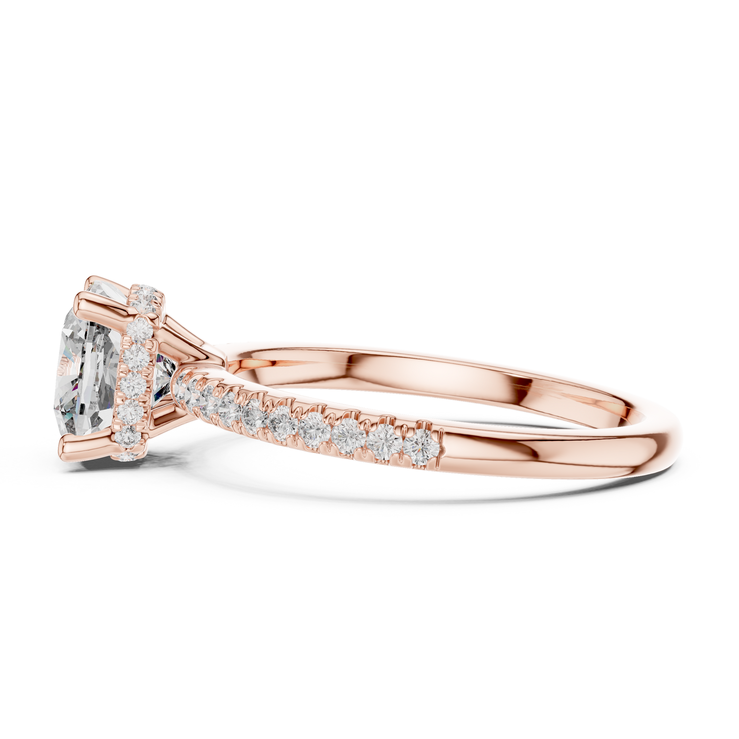 Cushion Halo Diamond Pave Engagement Ring