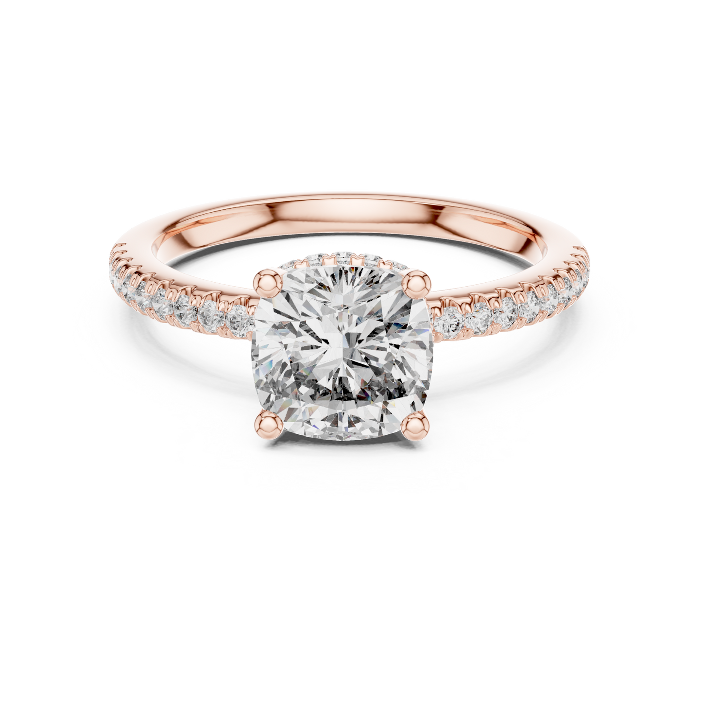 Cushion Halo Diamond Pave Engagement Ring