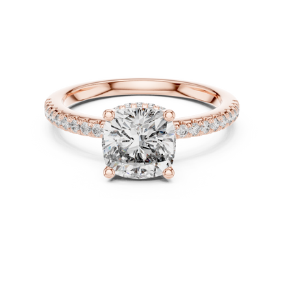 Cushion Halo Diamond Pave Engagement Ring