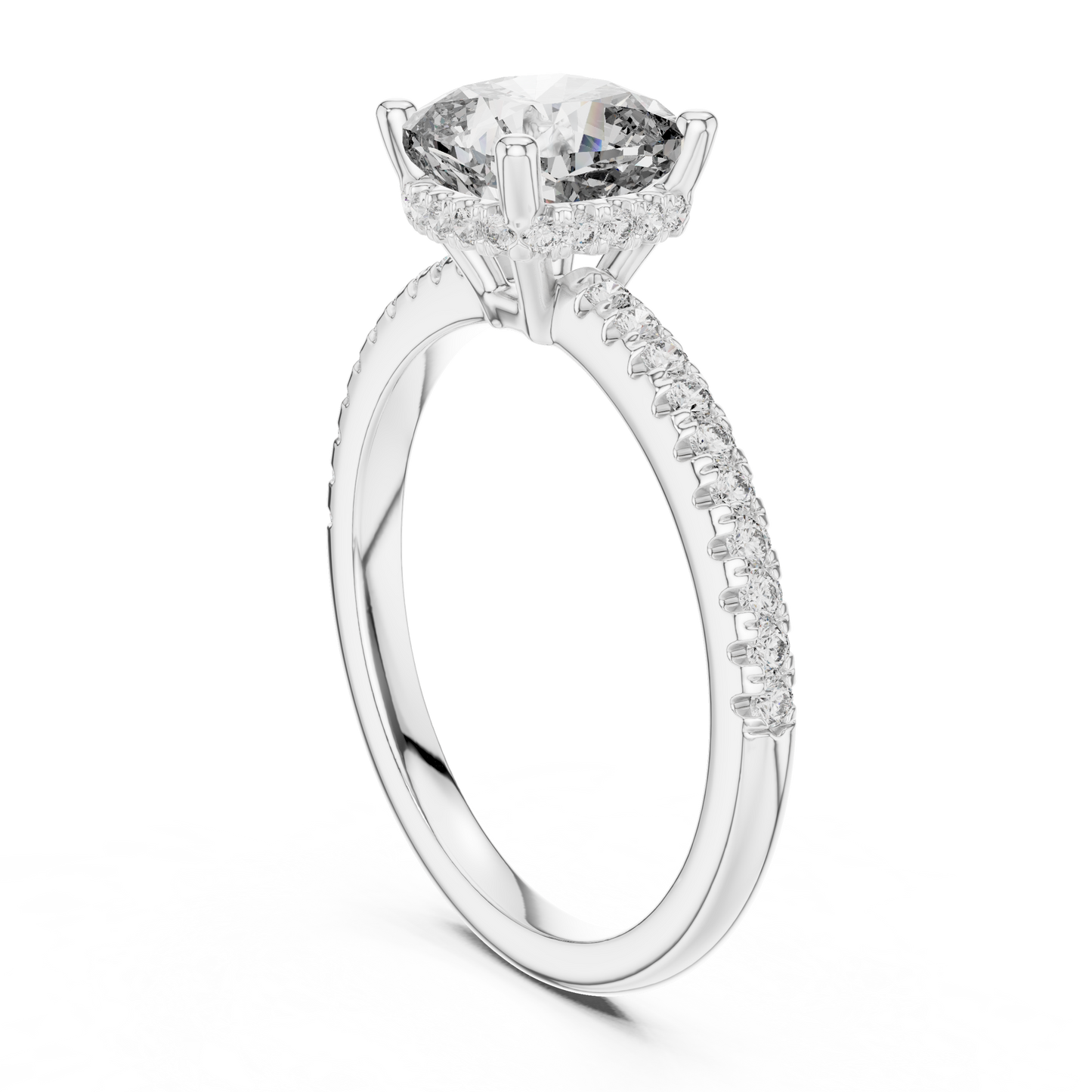 Cushion Halo Diamond Pave Engagement Ring