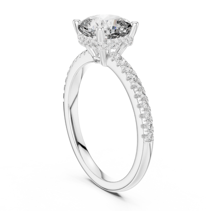 Cushion Halo Diamond Pave Engagement Ring