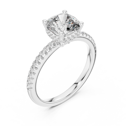 Cushion Halo Diamond Pave Engagement Ring