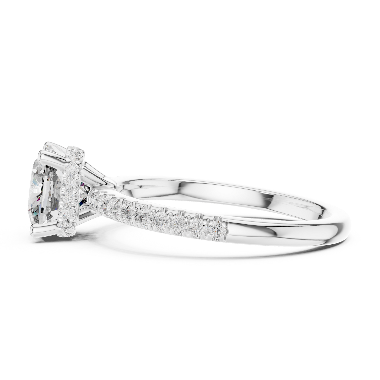 Cushion Halo Diamond Pave Engagement Ring