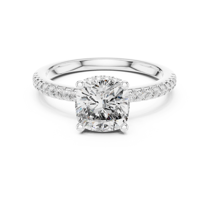 Cushion Halo Diamond Pave Engagement Ring