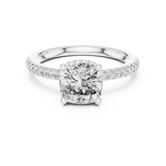 Cushion Halo Diamond Pave Engagement Ring