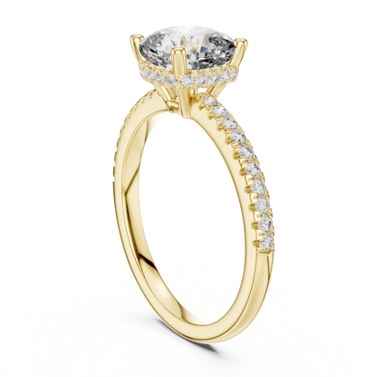 Cushion Halo Diamond Pave Engagement Ring