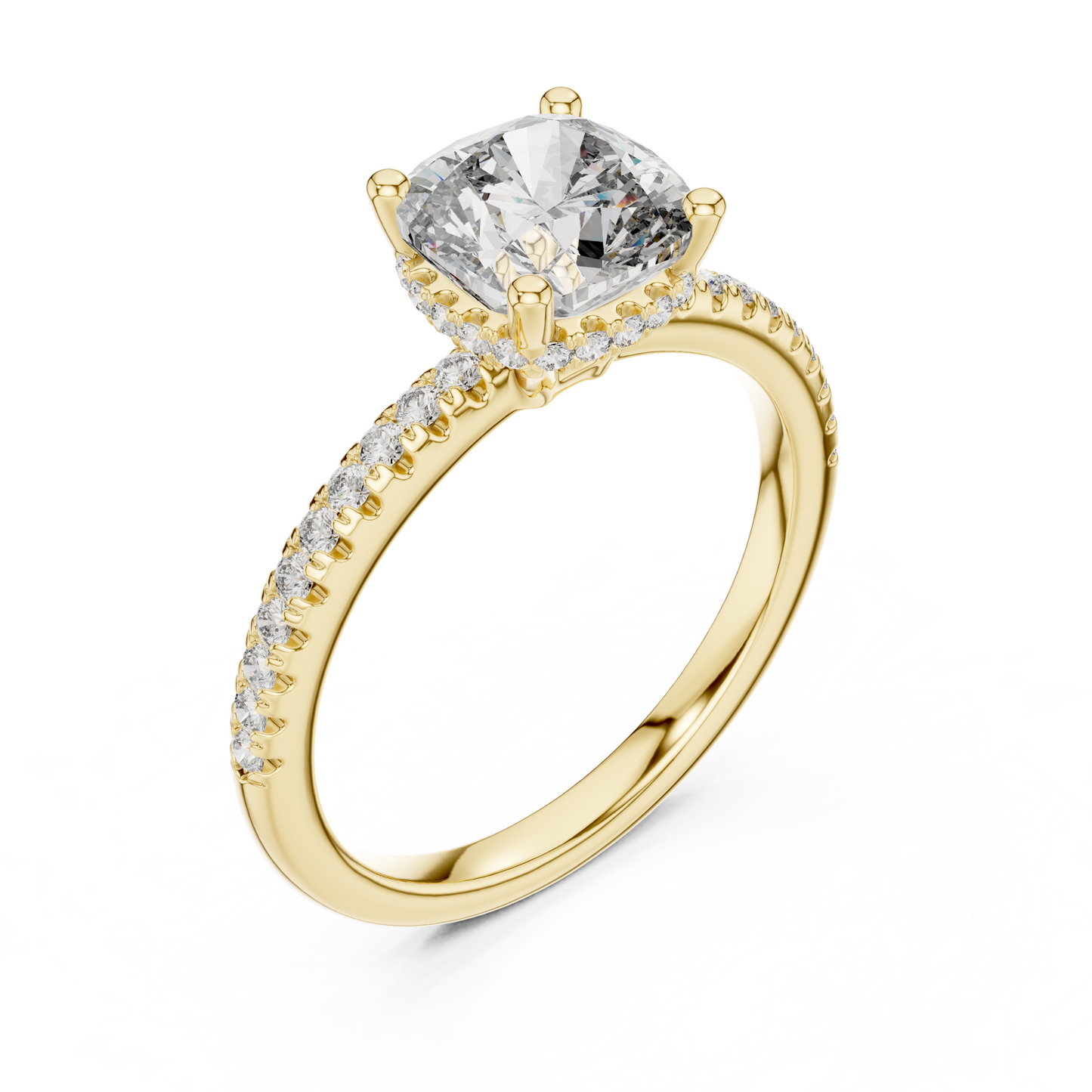Cushion Halo Diamond Pave Engagement Ring