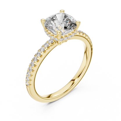 Cushion Halo Diamond Pave Engagement Ring
