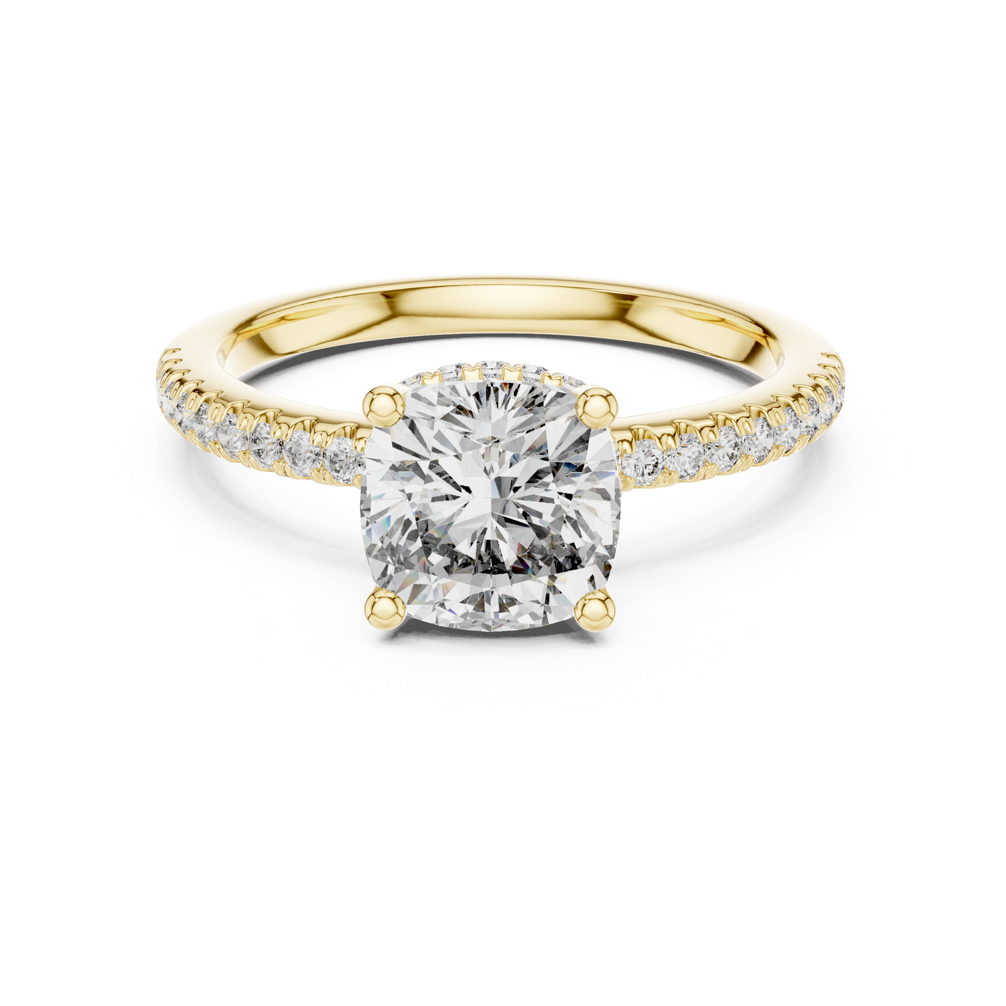 Cushion Halo Diamond Pave Engagement Ring