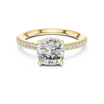 Cushion Halo Diamond Pave Engagement Ring