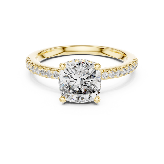 Cushion Halo Diamond Pave Engagement Ring