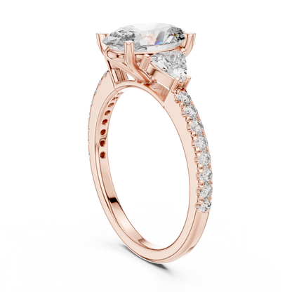 Oval Three Stone Pave Diamond Ring
