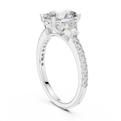 Oval Three Stone Pave Diamond Ring