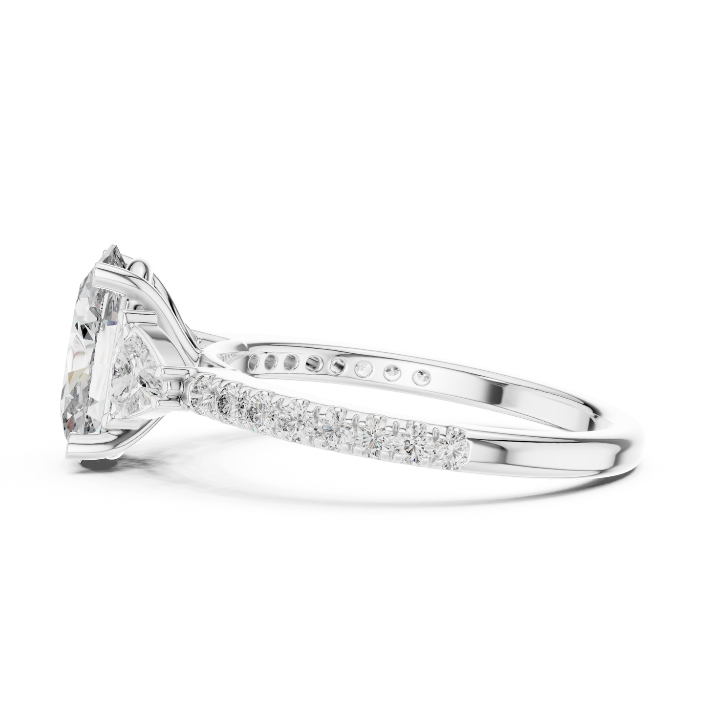 Oval Three Stone Pave Diamond Ring