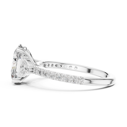Oval Three Stone Pave Diamond Ring