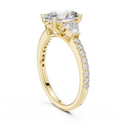 Oval Three Stone Pave Diamond Ring