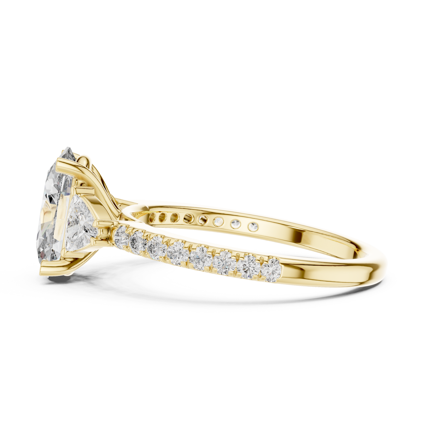 Oval Three Stone Pave Diamond Ring