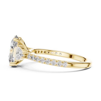 Oval Three Stone Pave Diamond Ring