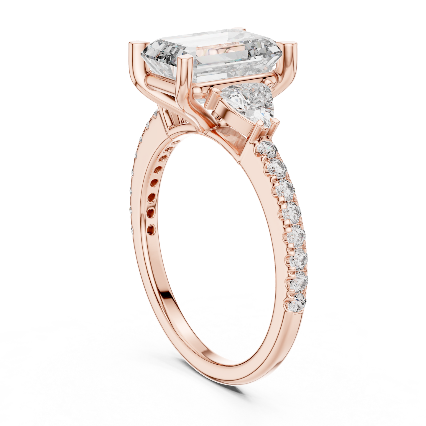 Radiant Emerald Pave Accent Ring