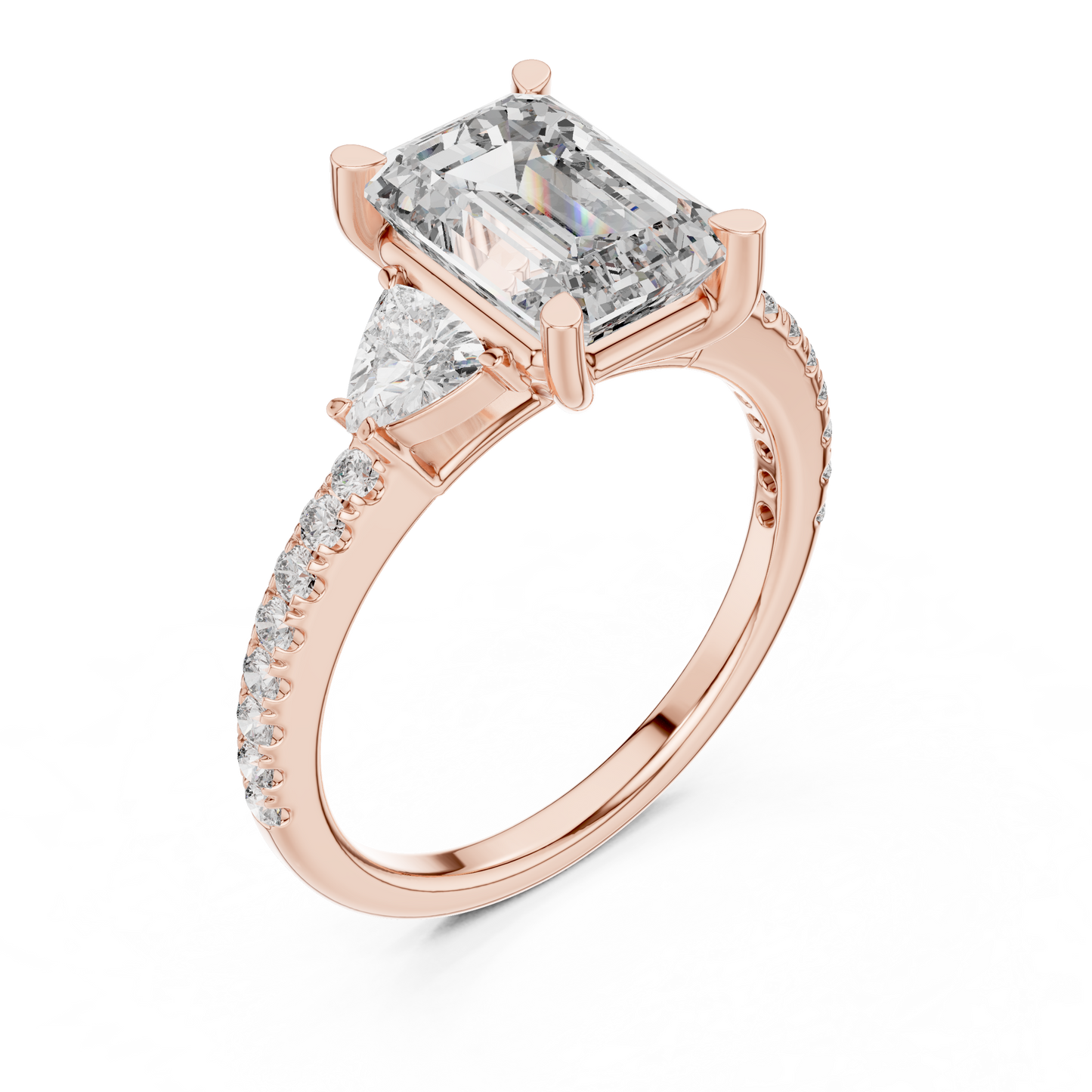 Radiant Emerald Pave Accent Ring