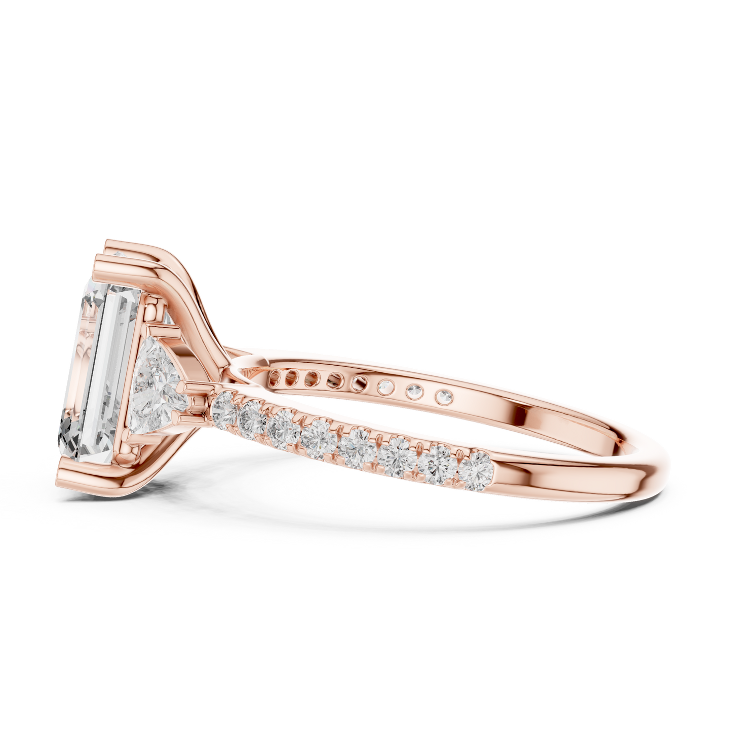 Radiant Emerald Pave Accent Ring
