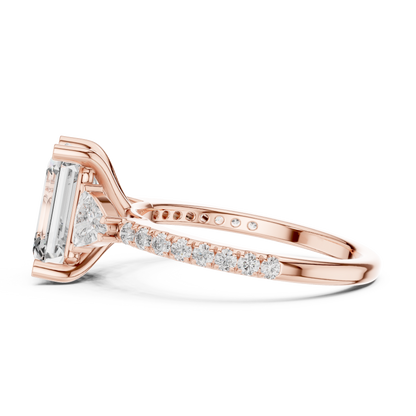 Radiant Emerald Pave Accent Ring