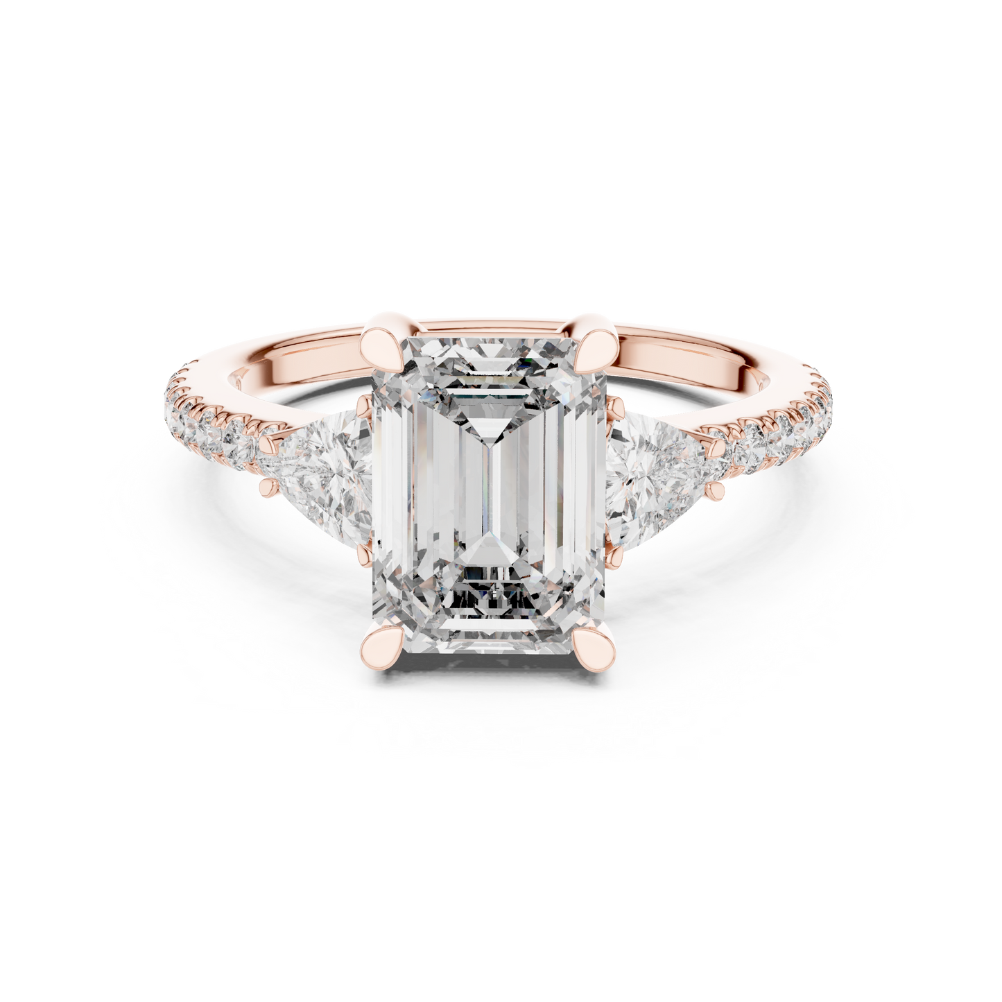 Radiant Emerald Pave Accent Ring