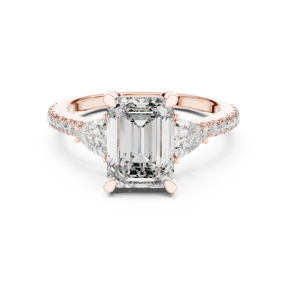 Radiant Emerald Pave Accent Ring