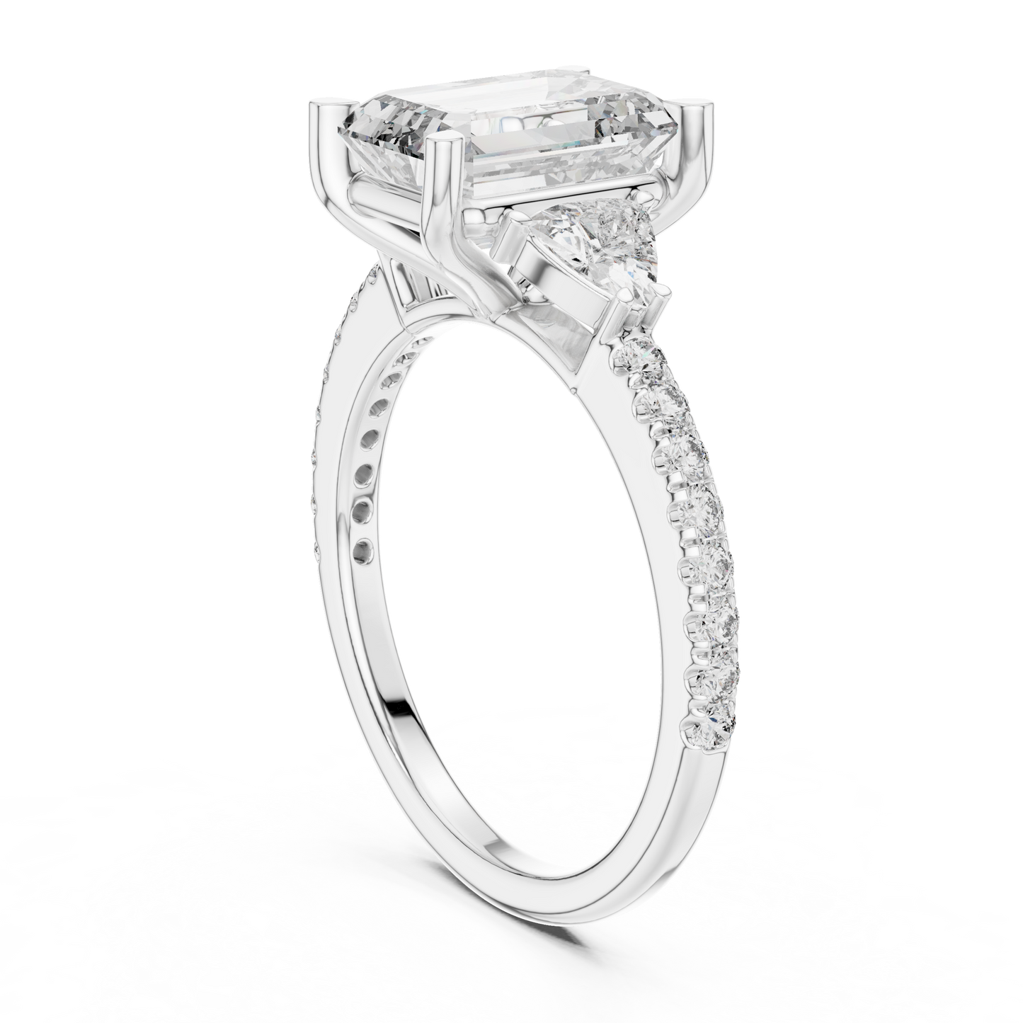 Radiant Emerald Pave Accent Ring