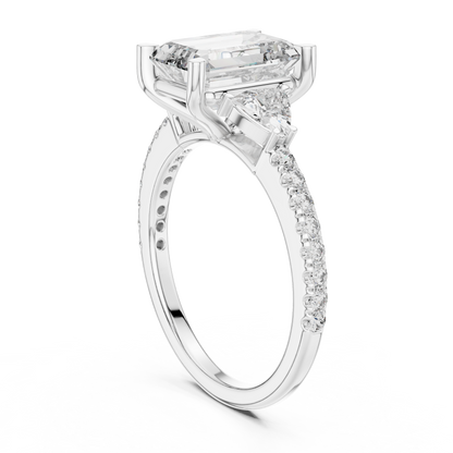 Radiant Emerald Pave Accent Ring