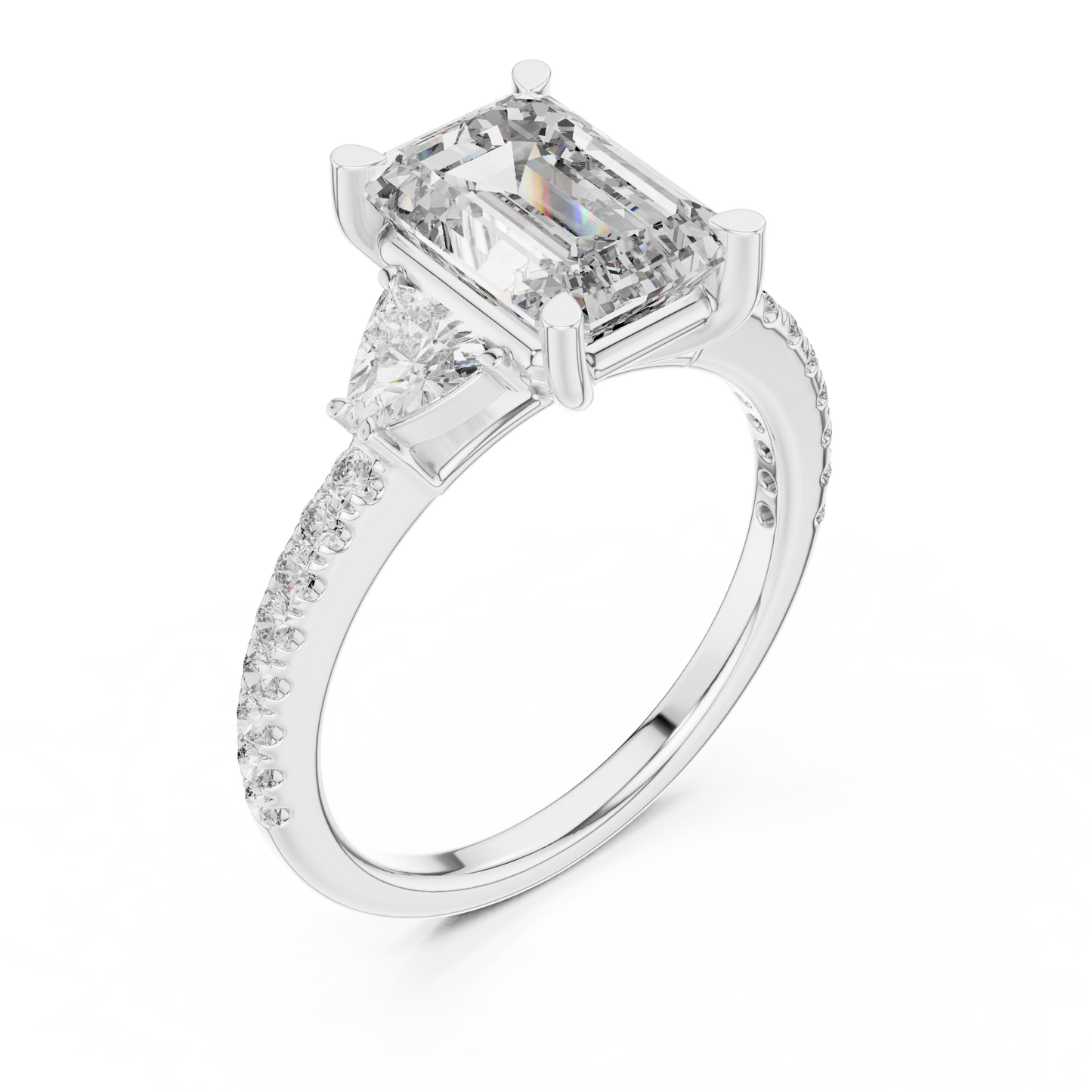 Radiant Emerald Pave Accent Ring