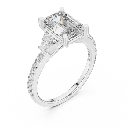 Radiant Emerald Pave Accent Ring